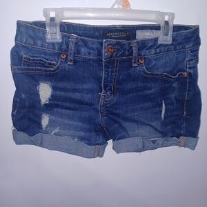 Aeropostale Midi- Distressed Jean Shorts- W Sz 2